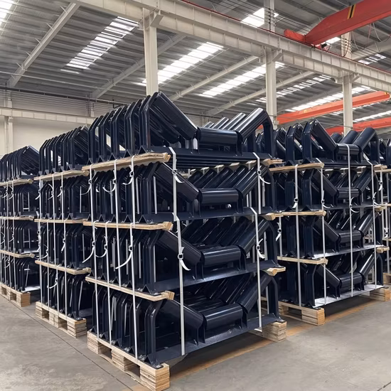 Belt Conveyor HDPE Nylon Plastic Steel Self Aligning Training Carry Carrier Trough Rubber Coated Disc Impact Offset Flat Return Wing Guide Garland Roller